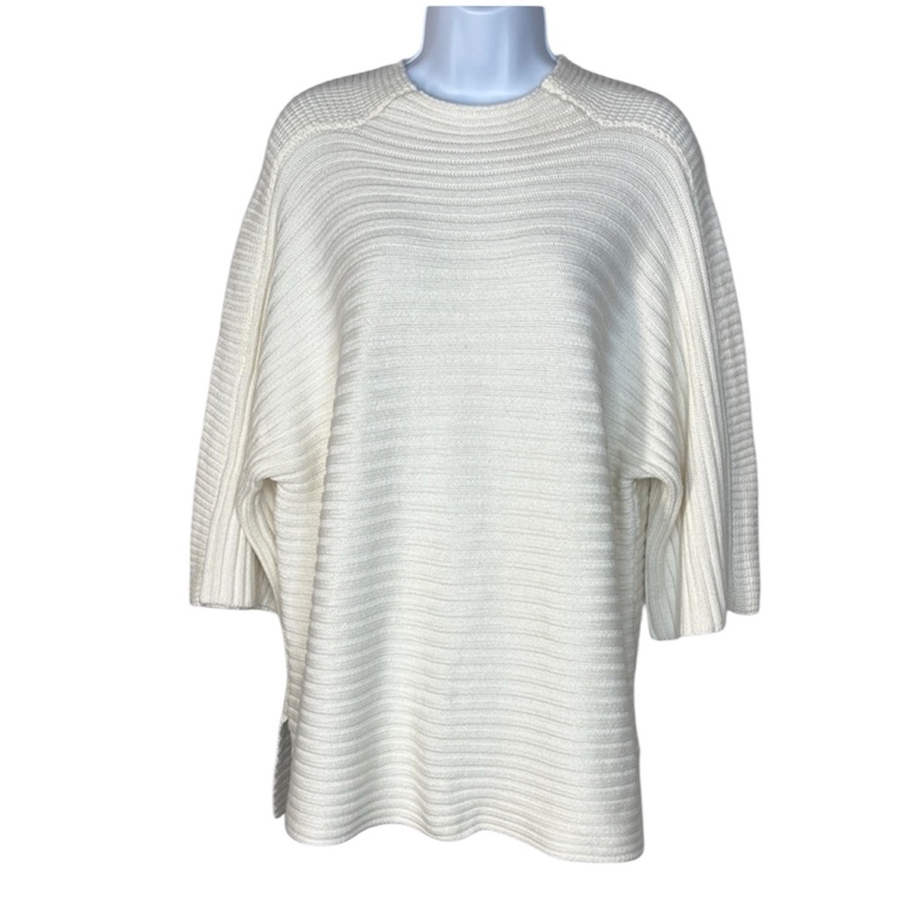 Jennifer Lopez Cream Ribbed Sweater